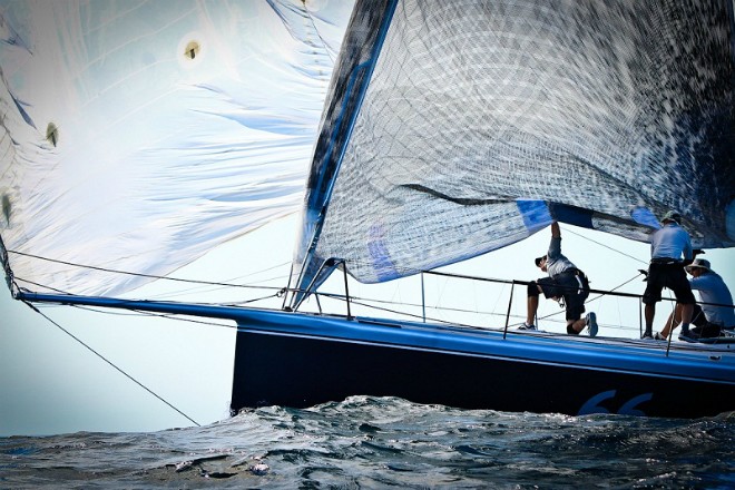 Fancy footwork on the foredeck of Queensland’s Black Jack in 2012 © Saltwater Images